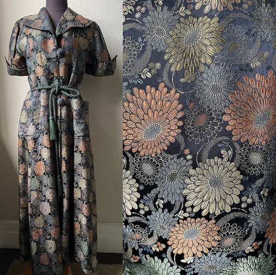Early 40's Exquisite Chinese Silk Mum Jacquard Lo… - image 1