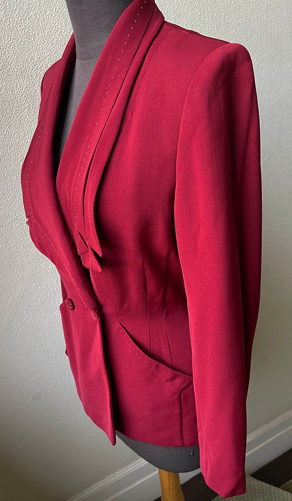 40's Fab Vintage Wine Gabardine Curvy Crawford De… - image 2