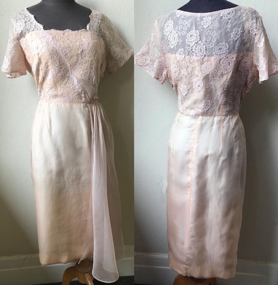 60's Vtg. Very "Jackie O" Silk Organza and Lace H… - image 1