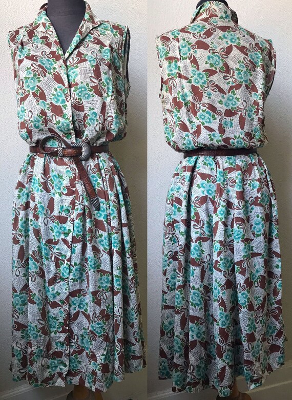 Early 40's Great Bow Print Rockabilly Rayon Sleev