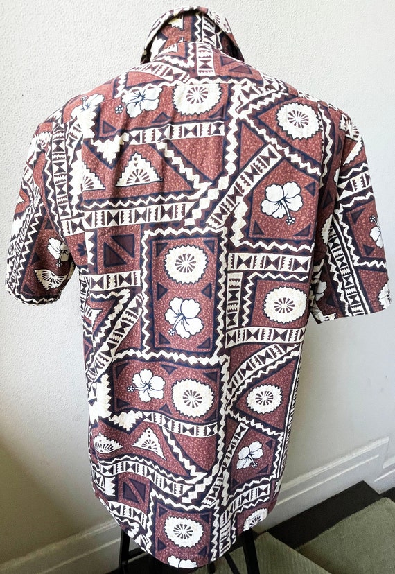 50's Cool TIKI Hawaiian Print Cotton Match Pocket… - image 8