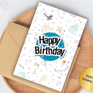Alles Gute zum Geburtstag digitale Karte, Geburtstagskarte herunterladbar, Geburtstagsgrußkarte