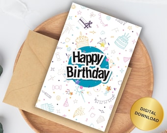 Happy Birthday Digital Card, Birthday Card Downloadable, Birthday Greeting Card