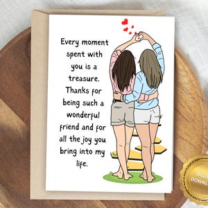 Thank You for Being an Amazing Friend Card, Heartfelt Friendship Appreciation, Instant Download Gratitude Greeting