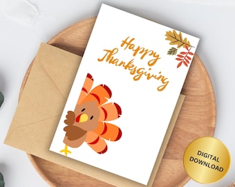 Tarjeta de Acción de Gracias, para imprimir en casa, tarjeta de Acción de Gracias con corazones agradecidos, descarga instantánea