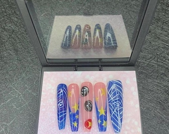 Coraline Press On Nails | Gel X Coffin Nails, Handmade