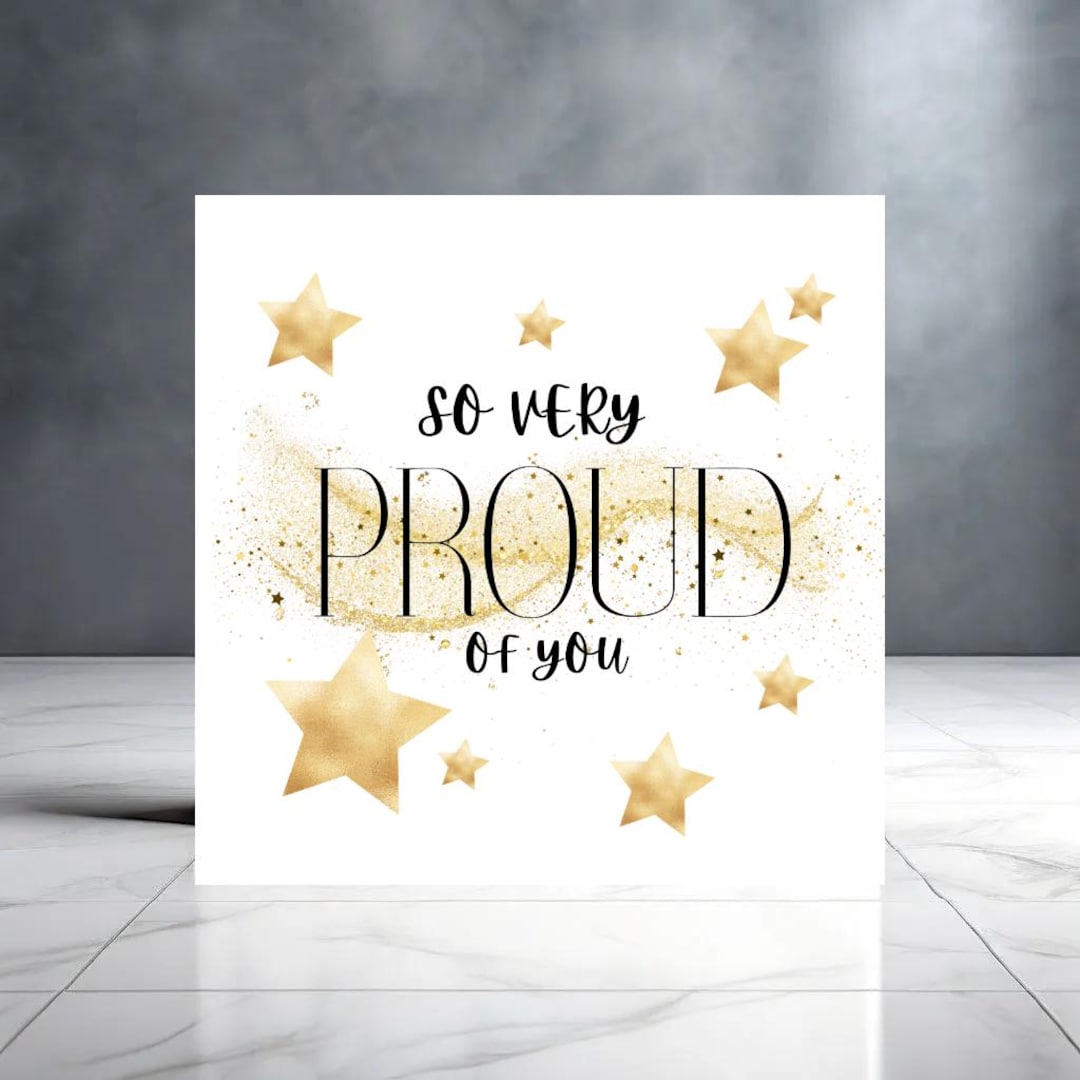 So Very Proud of You Card - Congratulations Card - Gold Stars - Etsy
