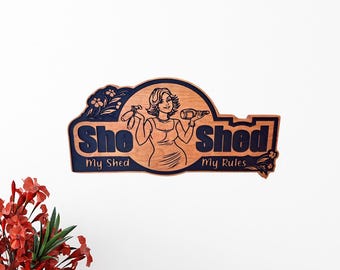 She Shed Wood Sign: Rustic Farmhouse Decor, Gift for Mom