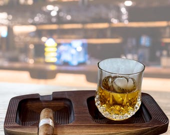 Cigar Ashtray, Ashtray, Cigar and Whiskey, Cigar Whiskey Ashtray, Cigar Accessories, Gift for Him, Father's Day Gift, FREE SHIPPING