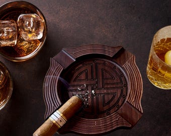 Cigar Ashtray, Ashtray, Cigar and Whiskey, Cigar Whiskey Ashtray, Cigar Accessories, Gift for Him, Father's Day Gift, FREE SHIPPING
