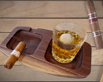 Cigar Ashtray, Ashtray, Cigar and Whiskey, Cigar Whiskey Ashtray, Cigar Accessories, Gift for Him, Father's Day Gift, FREE SHIPPING