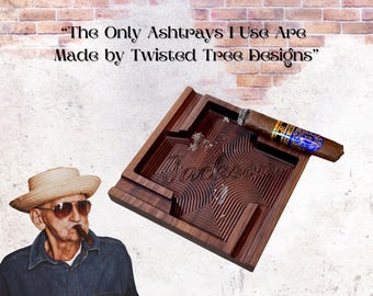 Cigar Ashtray, Ashtray, Cigar and Whiskey, Cigar Whiskey Ashtray, Cigar Accessories, Gift for Him, Father's Day Gift, FREE SHIPPING