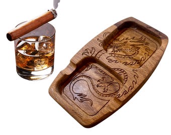 Custom Ashtray, Cigar Ashtray, Cigar/Whiskey Ashtray, Father's Day Gift, Gift for Him, Wood Ashtray, Wedding Gift, Groomsman Gift, FREE SHIP