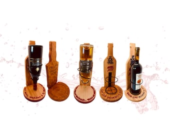 Engraved Wood Wine Bottle Holder, Mother's Day Gift