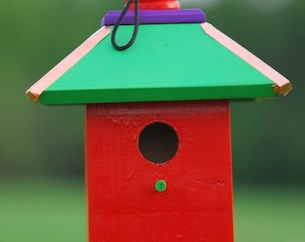 Hanging Bird House, Whimsical Birdhouses, Painted Bird Houses