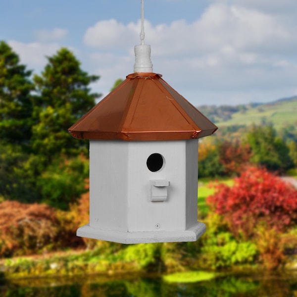 Hanging Bird House, Copper Birdhouses, Painted Birdhouse, Wren Bird Houses, Gift Ideas for Mother's Day