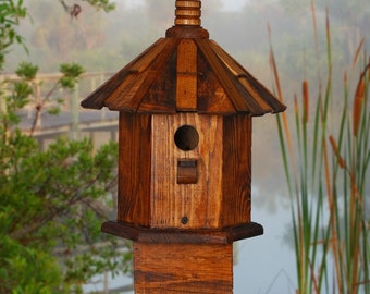 Rustic Bird houses Shake Roof Stain Chickadee Cottage Handcrafted Home and Garden Featured in Our State Magazine,  Gifts Mom Spring