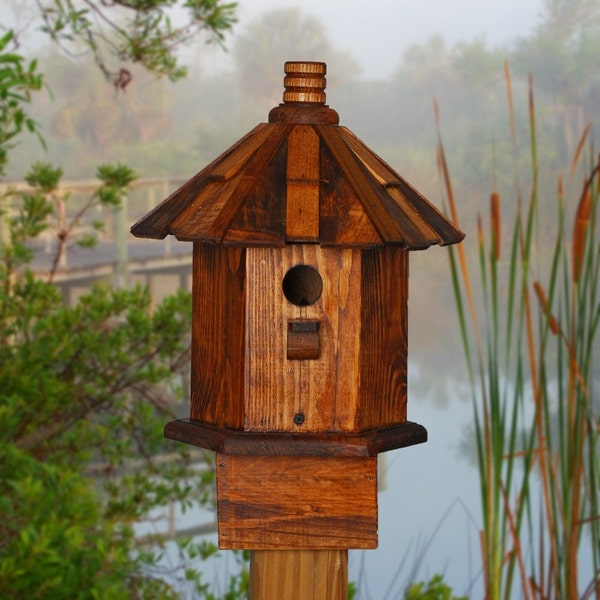 Rustic Bird houses Shake Roof Stain Chickadee Cottage Handcrafted Home and Garden Featured in Our State Magazine,  Gifts Mom Spring