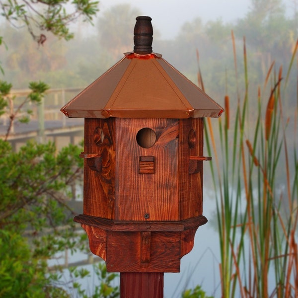 Rustic Bird House, Decorative Finch Wooden Birdhouse Farmhouse Style, Gifts for Mom