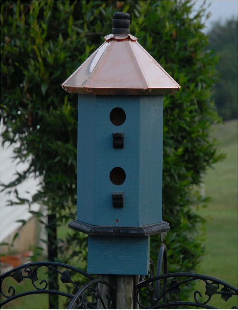 Bird House for Sale Handcrafted Copper Top Painted Storm Black Etsy