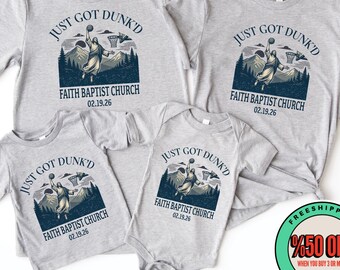Just Got Dunked Funny Jesus Baptism Shirt, Custom Church Baby Bodysuit, Family Christening Tee