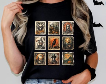 Comfort Colors Vintage Gothic Style Postage Stamp T-shirt: Spooky Graphic Tee