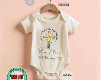 Custom Baptism Christening Date Onesie: Religious Baptist Christian Tee