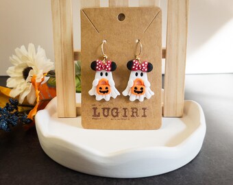 Trick or Treat Jack o Lantern Ghost Polymer Clay Halloween Earrings