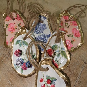 Oyster Christmas Ornament | Decoupage Oyster Shell | Christmas Decor | Christmas Ornament | Christmas