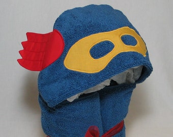 Little BLUE SuperHero Hooded towel - Great Birthday Gift