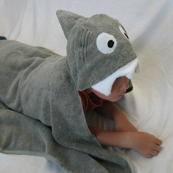 Shark Hooded Bath Towel - Fun at the beach or pool  -  Great Birthday or Baby Shower Gift
