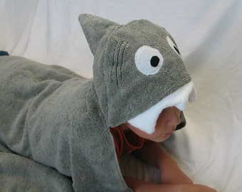 Shark Hooded Bath Towel - Fun at the beach or pool  -  Great Birthday or Baby Shower Gift