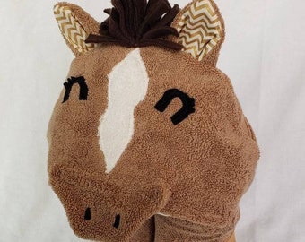 Brown Horse Hooded Bath Towel - gift for Infant / Toddler / Child