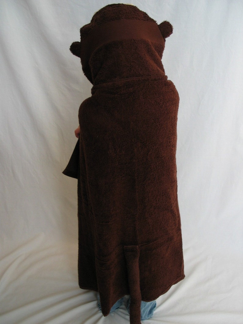 Brown Monkey Hooded Bath Towel For Infant Toddler or Children image 2