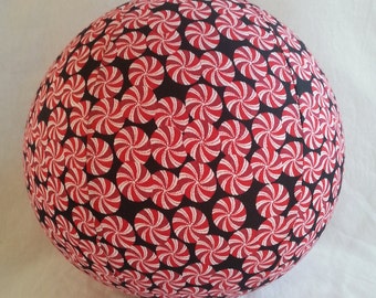 Balloon Ball TOY - Christmas peppermint candy Fabric.  Perfect STOCKING stuffer