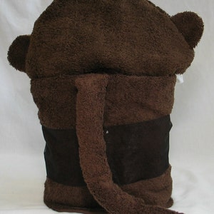 Brown Monkey Hooded Bath Towel For Infant Toddler or Children image 3