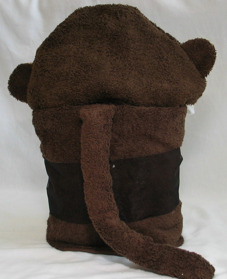 Brown Monkey Hooded Bath Towel For Infant Toddler or Children image 3