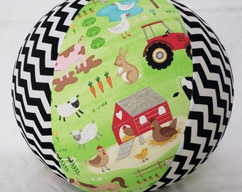 Balloon Ball / cover toy - Old Mcdonald farm scene tractor cow