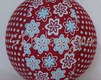 Balloon Ball - Funky Mod Floral Polka Dots - Red and Aqua