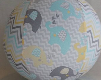 Balloon Ball Toy - Elephant love. Grey aqua yellow chevron - Great Baby Shower Gift or Decor