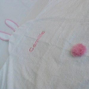 Pink EASTER Bunny Rabbit Hooded Bath Towel pink gingham trim image 4