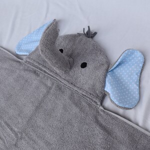 Elephant Hooded Towel Blue Polka Dot Ears image 2