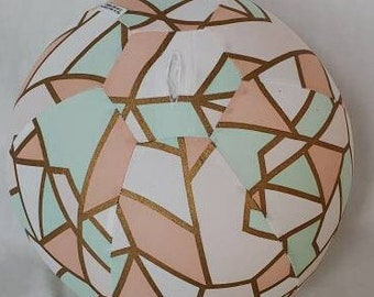 Balloon Ball - Fabric Covered Balloon TOY - coral mint gold trendy geometric fabric