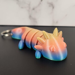 Articulating Rainbow Axolotl Keychain - RAINBOW! Flexi Gift, Fidget Toy, Baby Salamander key chain. Back to school gift. Charm. Stim