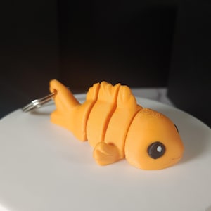 Articulating Goldfish Keychain - Classic Orange! Flexi Gift, Fidget Toy, PLA. Baby fish keychain mini. Gold Fish Pet Stim Charm.