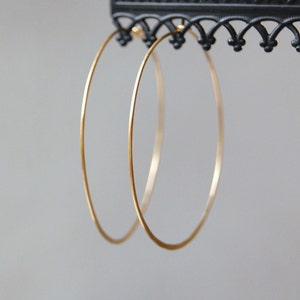 1.75 Hammered Gold Filled or Sterling Silver Hoops, Brushed Matte Finish, Simple Everyday Hoops, Minimalist Hoops, Classic Hoops image 2