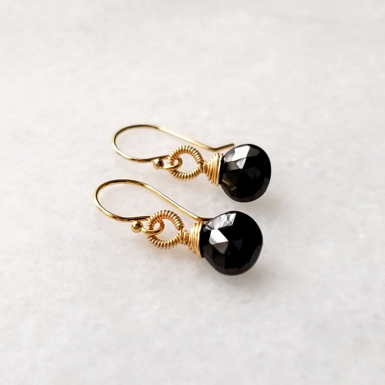 Black Spinel Wire Wrapped Earrings image 2
