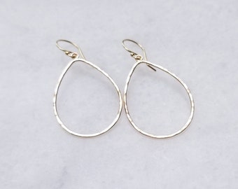 Hammered Teardrop Earrings - Everyday Earrings - Hammered Gold Teardrop Earrings - Classic Earrings - Simple Gold Teardrop Earrings