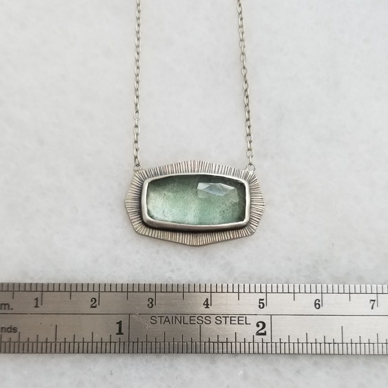 Moss Aquamarine Sterling Silver Amulet Necklace
