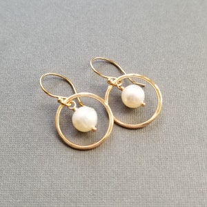 Pearl Halo Earrings, Dainty Earrings, Gifts for Her image 3